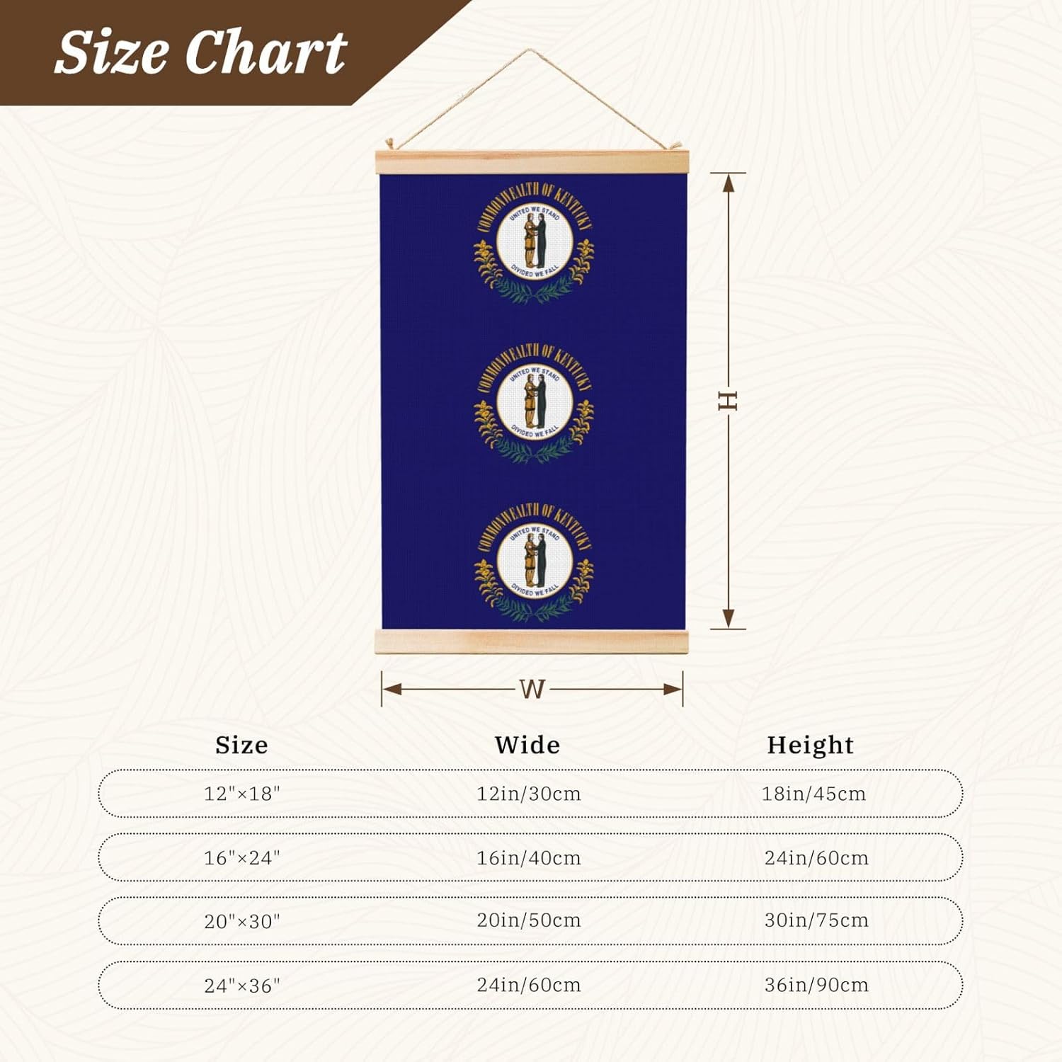 Kentucky State Flag Print Poster Hanger,Hanging Poster, Poster Frame,Wood Poster Hanger, For Wall Hanging