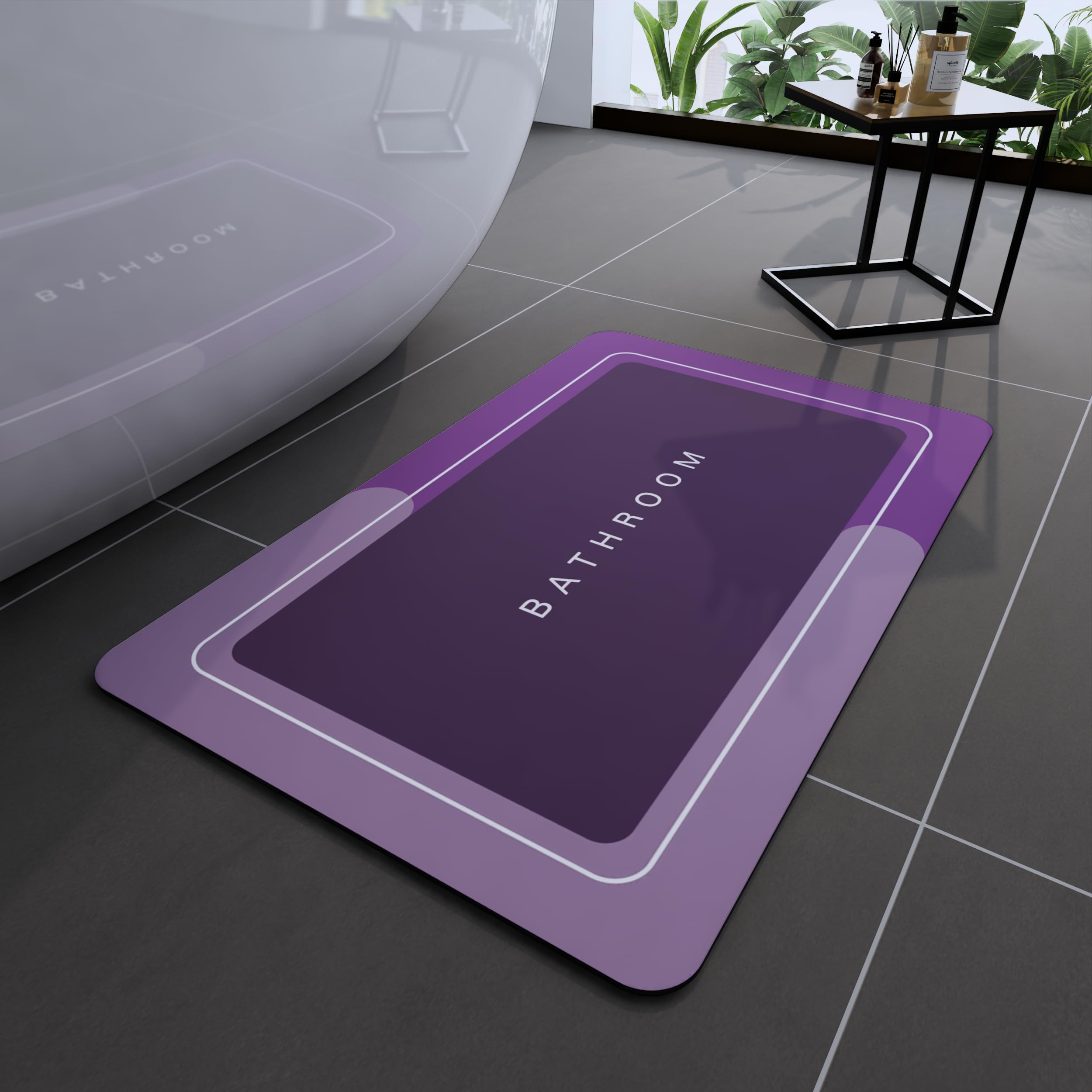 Deparnit Bath Mat, Bathroom Mat Rugs Super Absorbent Shower Mats Non Slip Quick Dry Thin Rubber Mats for Bathroom Floor Fit Under Door, Shower Rug for