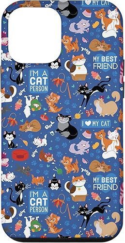Funda para iPhone 12 mini Disney Cats I Love My Cat Blue