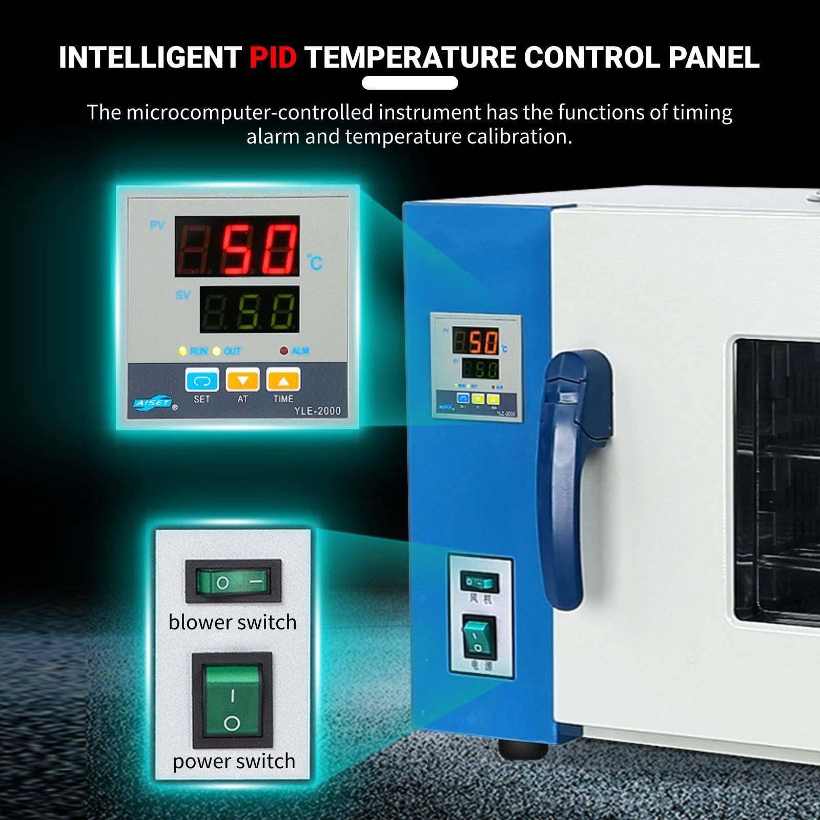 Four de laboratoire, four de séchage à convection à air forcé, 500 W/800 W, souffle à température constante de laboratoire 220 V/RT + 50-280 ℃,16L