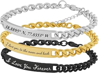 Personalized Engraved Stainless Steel Bracelet - Custom Handwriting Text Curb Chain Adjustable Unisex Gift Gold Silver Black