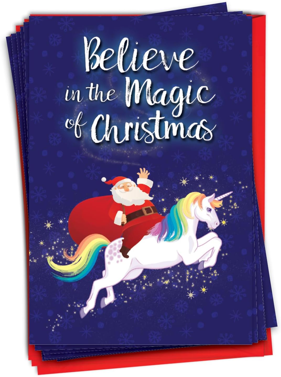 NobleWorks 12 Hysterical Christmas Thank You Greeting Cards Box Set with 5 x 7 Inch Envelopes for Men and Women (1 Design, 12 Each) Believe In The Magic C7056XTG-B12x1