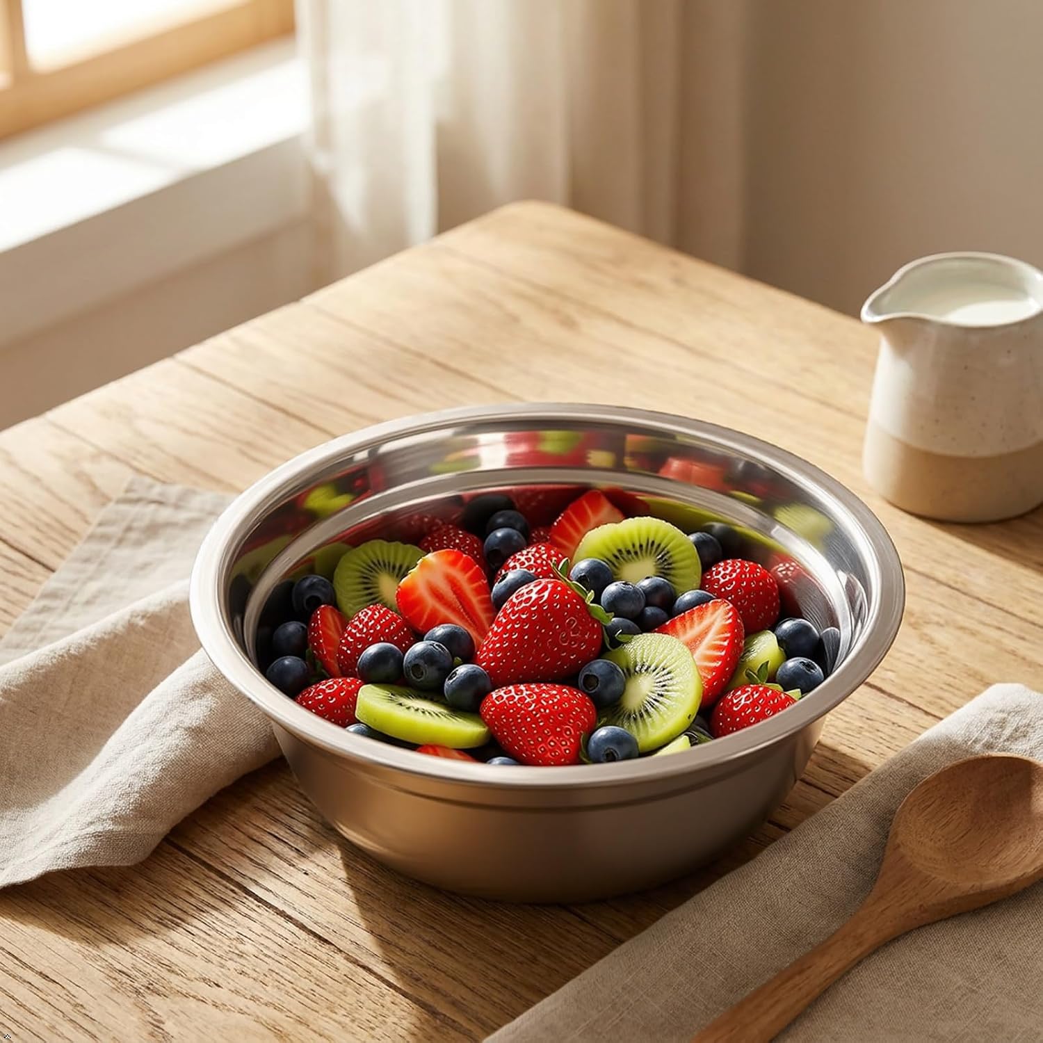 Morcte 4-Pack Stainless Steel Metal Prep Bowl, Mixing Bowl, 2 Quart