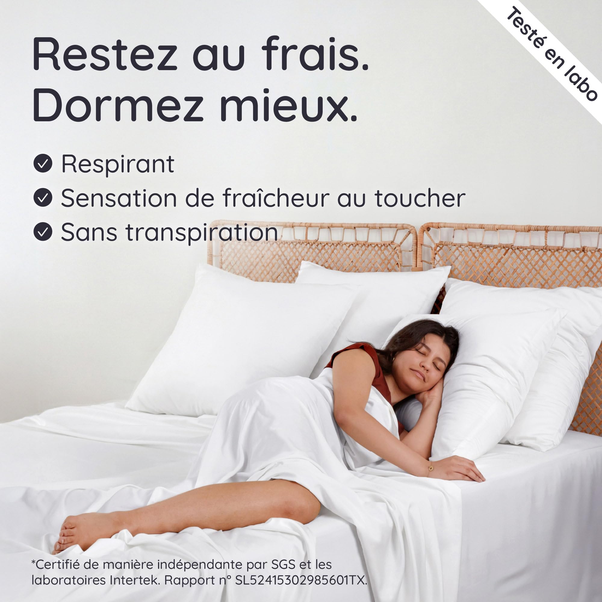 Bambaw Drap Plat en Bambou 240x290 cm, Drap Rafraîchissant pour l'Été, Doux et Anti Transpirant, Linge de Lit en Bambou Respirant et Antiacarien, pour 2 Personnes (Blanc)