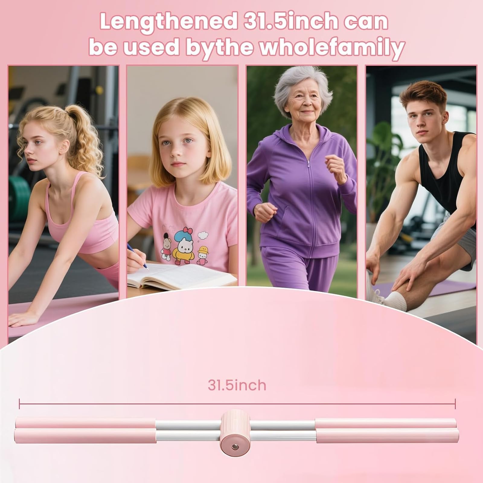 Barre de yoga en forme de croix - 80 cm - Correcteur de posture - Correcteur de posture - Pour la maison - Outil d'étirement réglable pour le dos, les épaules (B)
