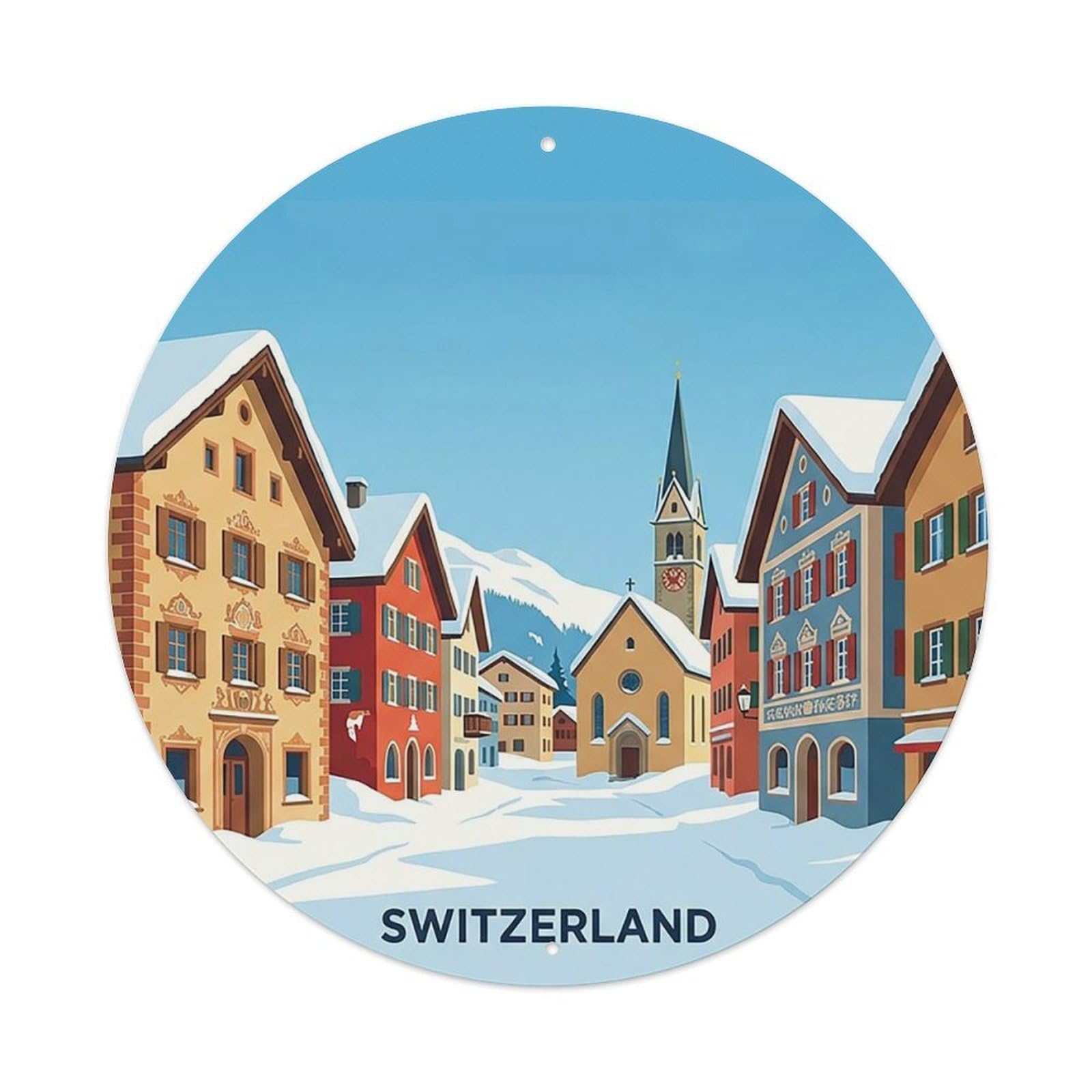 Saint Moritz Swiss Engadin Village Travel Metal Tin Sign