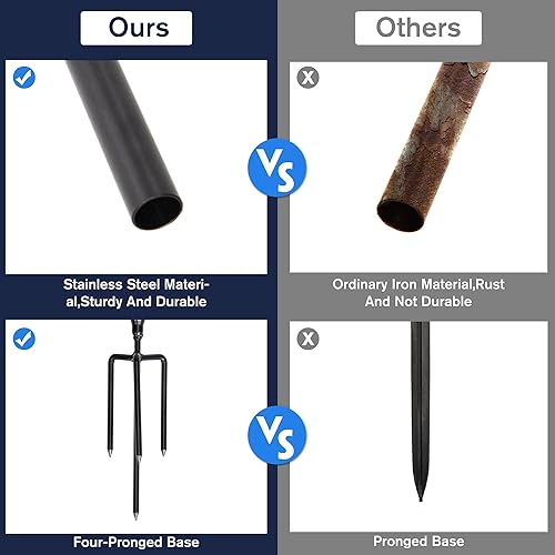 Miniatura 5 de Sandinrayli Paquete de 6 postes de luz para exteriores, poste de luz exterior de 9 pies para colgar luces solares, postes de luz de patio para