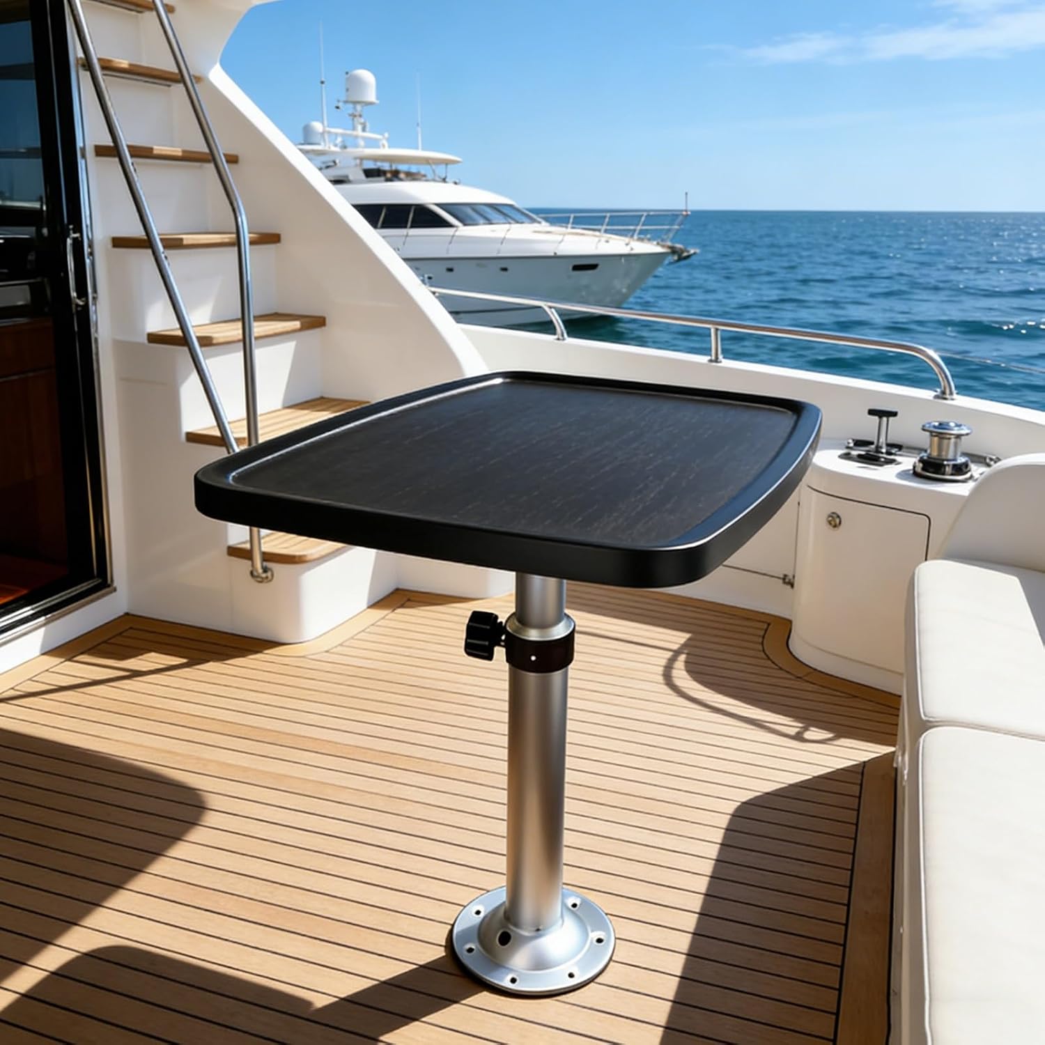 Rv Dining Table, Pontoon Boat Table, Heig Infinitely Adjustable (20-32in), Pine Tabletop, Waterproof and Wear Resistant