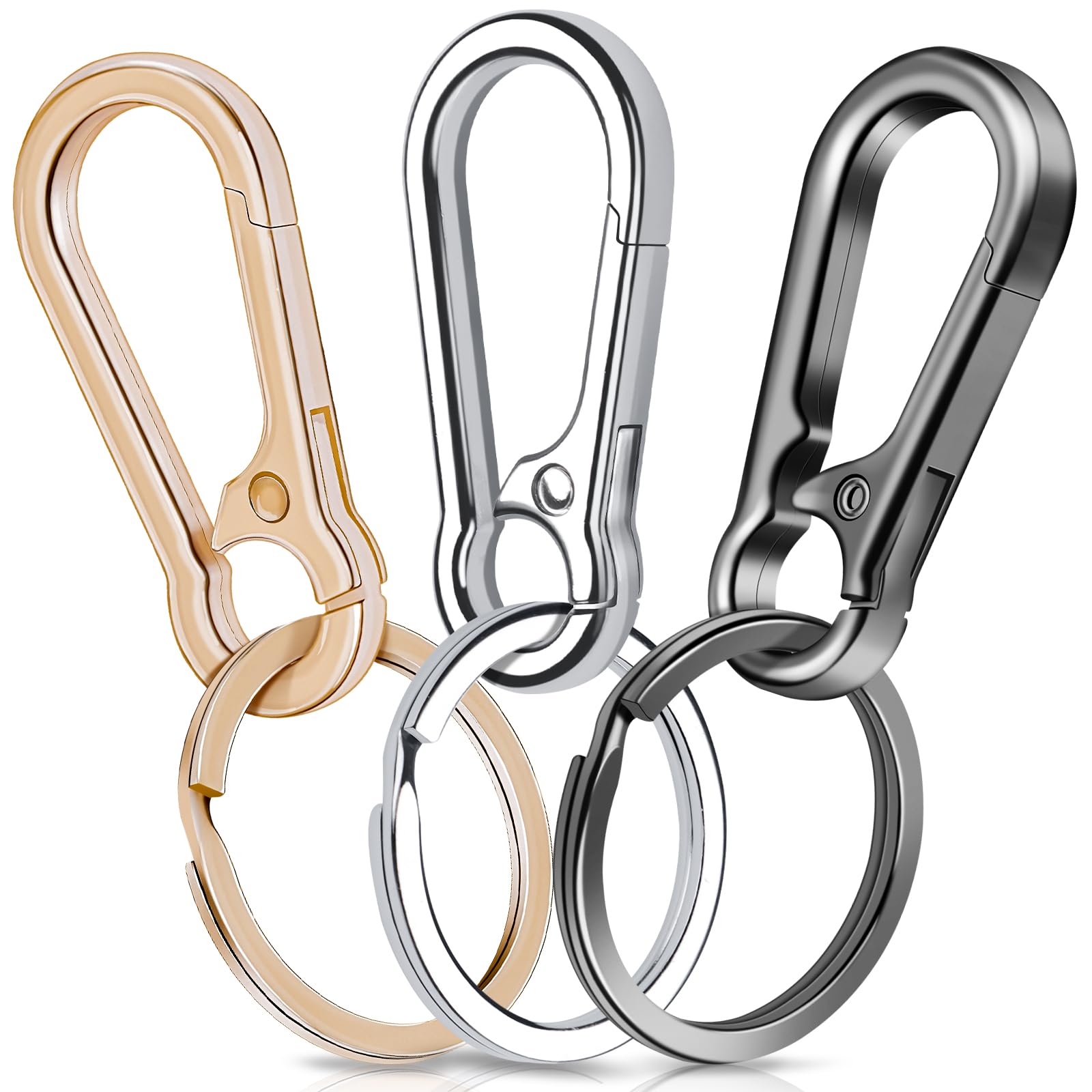 3 Portachiavi Con Moschettone In Paracord - Gancio Da 16 Cm Per Zaino, Auto E Outdoor - Colori Nero, Bianco, Arancione