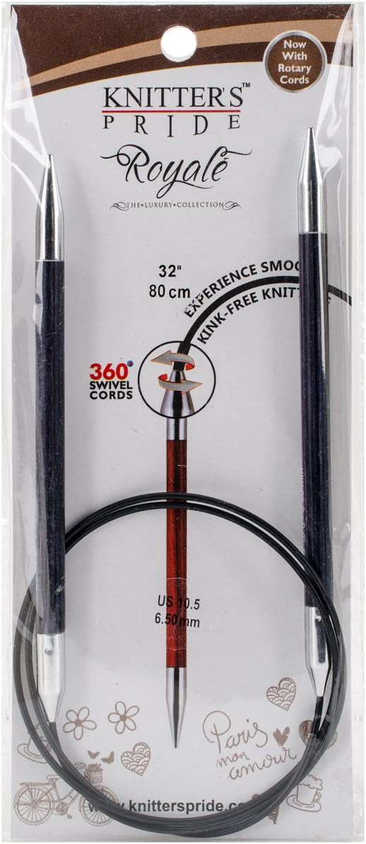 Knitter's Pride 220150 Royale Fixed Circular Needles 32"-Size 10.5/6.5mm