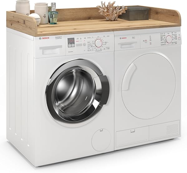 Arbeitsplatte für Waschmaschine und Trockner 12x120x60 cm – Wasserabweisende Abdeckung für Waschmaschine und Trockner, mehr Ablagefläche im Waschraum, Eiche Evoke - 3
