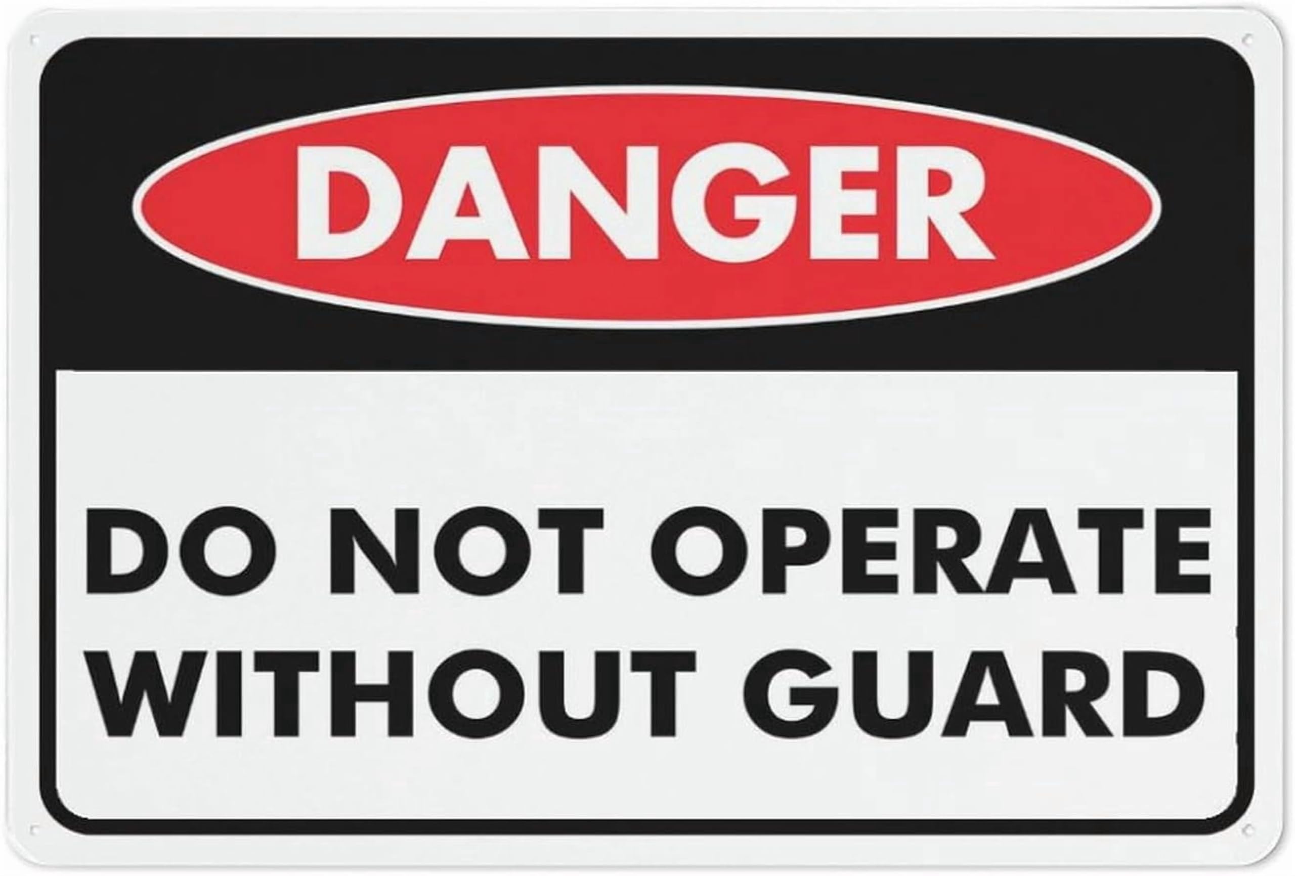 (2-Pack) Metal Tin Sign Danger Do Not Operate Without Guard Sign 12X8 Inches, Weather Resistant, Weatherproof, Indoor Or Outdoor