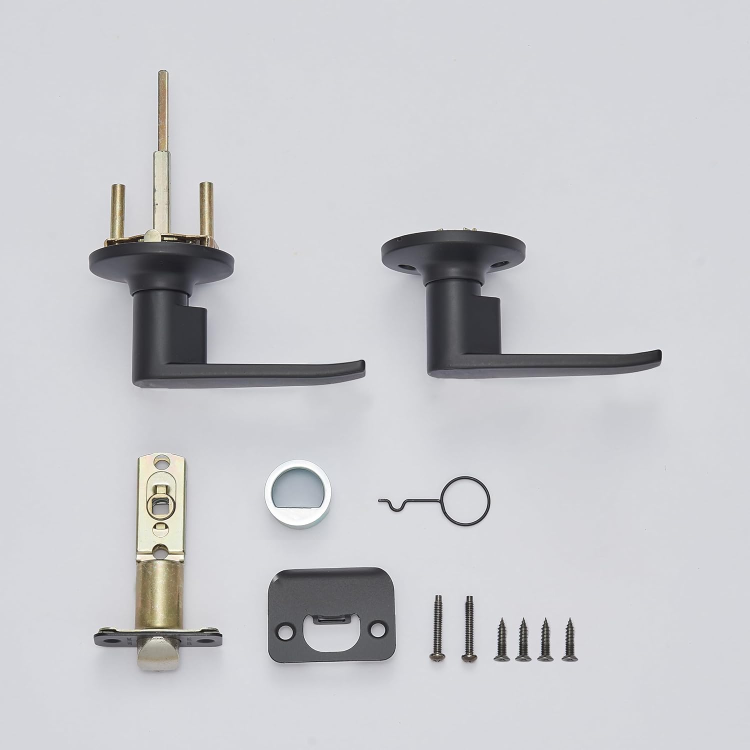 Safe Lock - Winston Lever, Passage for Closet or Hallway Doors, Matte Black Finish