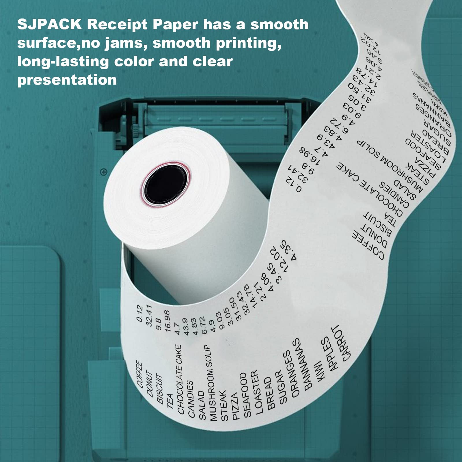 SJPACK Papel térmico de 3 1/8 x 120 pies, papel para recibos, 50 rollos de rollo de caja registradora TM-T88 T-20 T-90 SRP-350 370