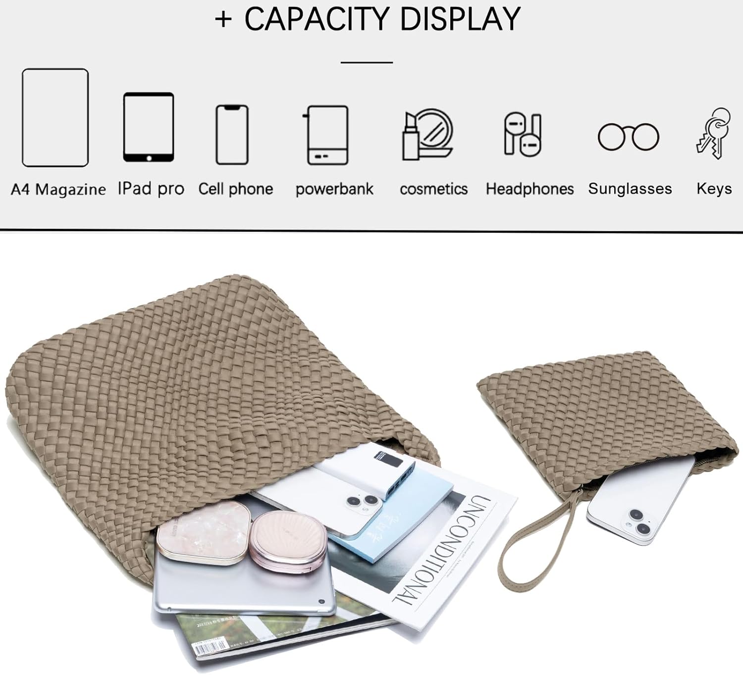 JINMANXUE Woven Purse for Women, Neoprene Top-handle Shoulder Bag, Hobo Tote, Travel Handbag, Wrist Bag For Work Shopping - Image 4