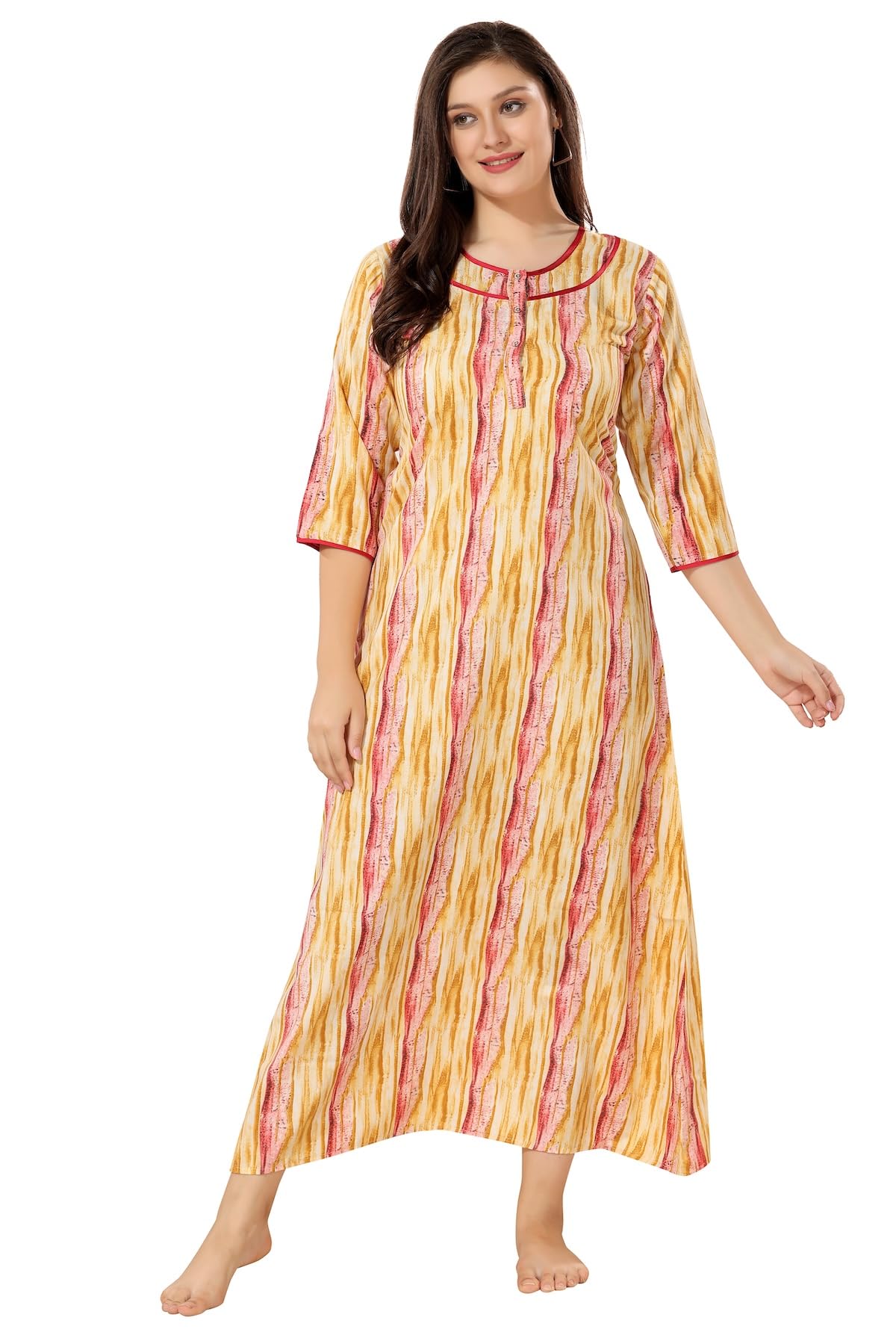 Women's Premium Cotton Full Sleeves Nighty-image-22