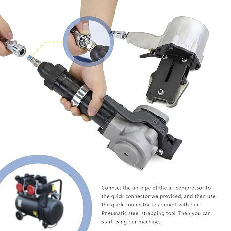 Packaging Pneumatic Metal Steel Strapping Banding Tool Machine for 1 1/4 (1.25) Steel Strap Integrates Functions of Tensioner & Crimper Sealer