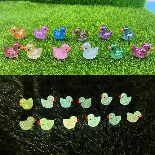 Miniatura 6 de 120 piezas de mini patos de resina con purpurina en miniatura, pequeños patos para bricolaje, jardín, acuario, casa de muñecas, adorno para el