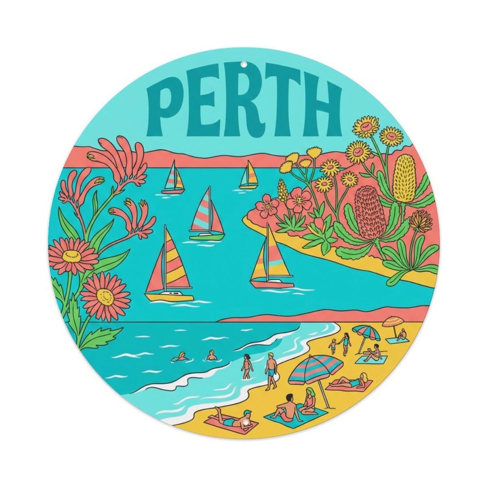Travel Retro Australia Perth Metal Tin Sign