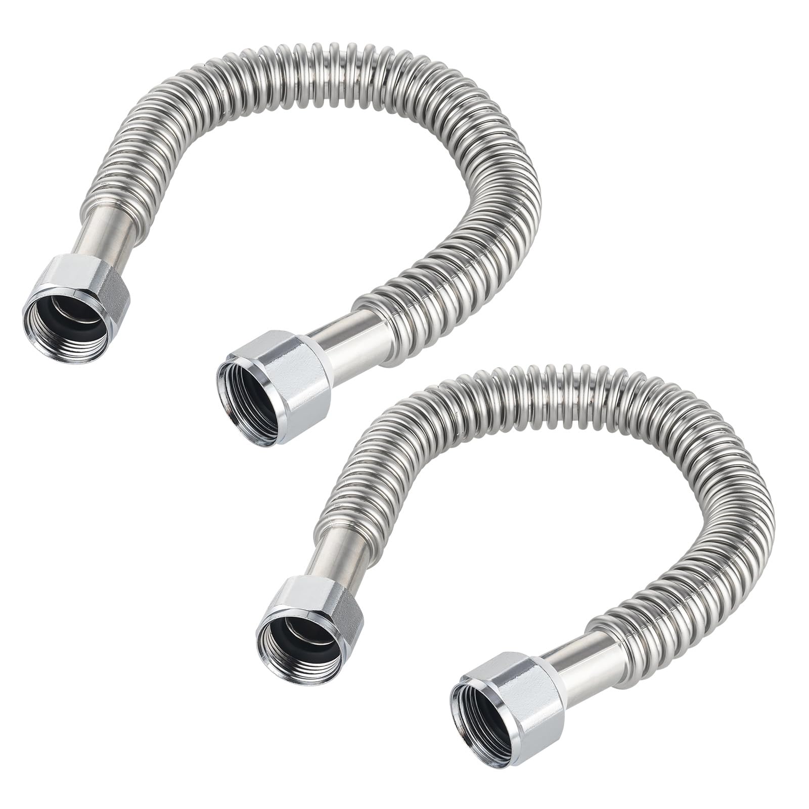 (Pack of 2) EFIELD 24-inch 1" FIP X 1" FIP Flexible Stainless Steel Corrugated Hose Connector for Water Heater, Water Softener,(HOSE042)