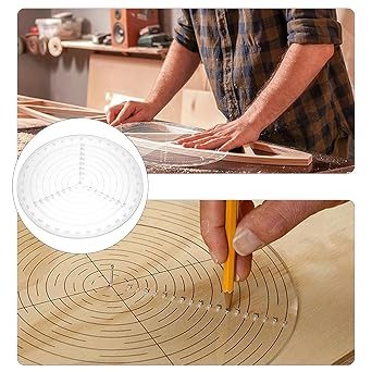 Circular Ruler Woodworking Compass for Woodworking Circles Drawing Tool Acrylic Accurate Scale Centering Ruler for Wood Turner Turner Bowls Turning 200mm