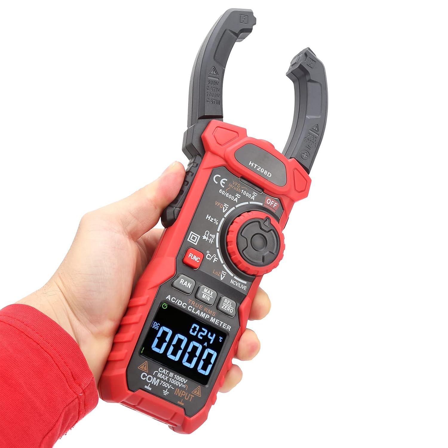 HT208D Digital Clamp Meter Multimeter 6000 Counts AC/DC Voltage Current NCV Tester for Frequency Conversion Power Supply