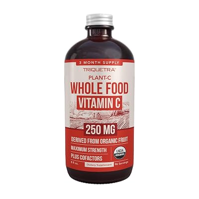 Organic Vitamin C Liquid - 250 mg | Whole Food Vitamin C Supplement from Fruit Plus Absorption Cofactors, Rutin & Citrus Bioflavonoids - Immune Support, Antioxidant, Total Health (96 Servings)