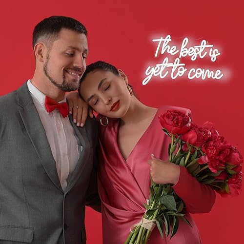Miniatura 4 de Letrero de neón con texto en inglés "The Best Is Yet to Come", letras blancas para decoración de pared, letreros con luz USB para dormitorio, hogar,