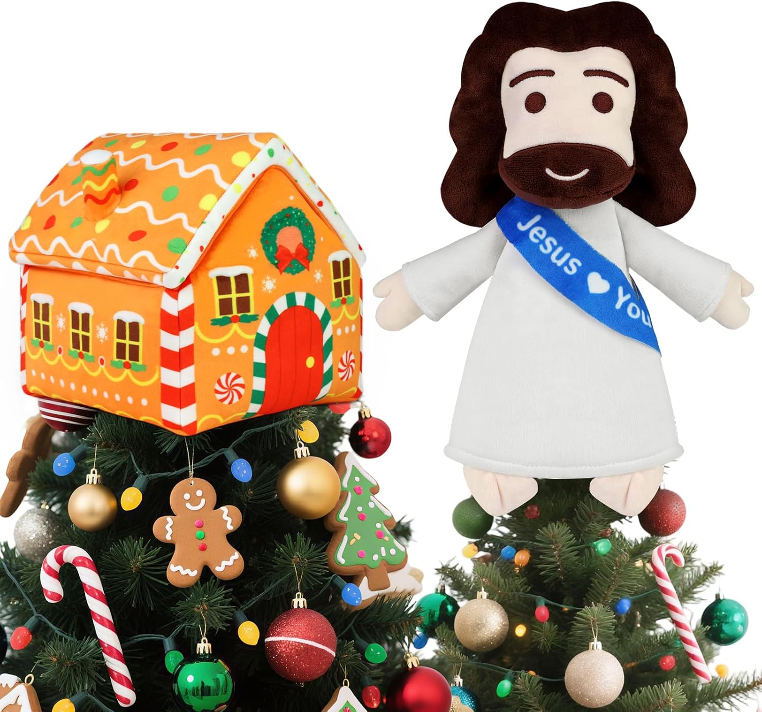 Gingerbread House Tree Topper & Jesus Loves You Tree Topper