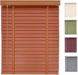 Wood Blinds for Indoor Windows, 15" - 77" Custom Sized Real Wooden Blinds, 2 Inch Slats with Cordless Lift and Tilt for Light Control, Privacy in Home Office, Nursery