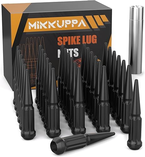 MIKKUPPA - Tuercas de pico con paso de rosca 916-18, 32 tuercas, negras, de 4.4 pulgadas de largo, sólidas, base con forma de bellota (tuercas