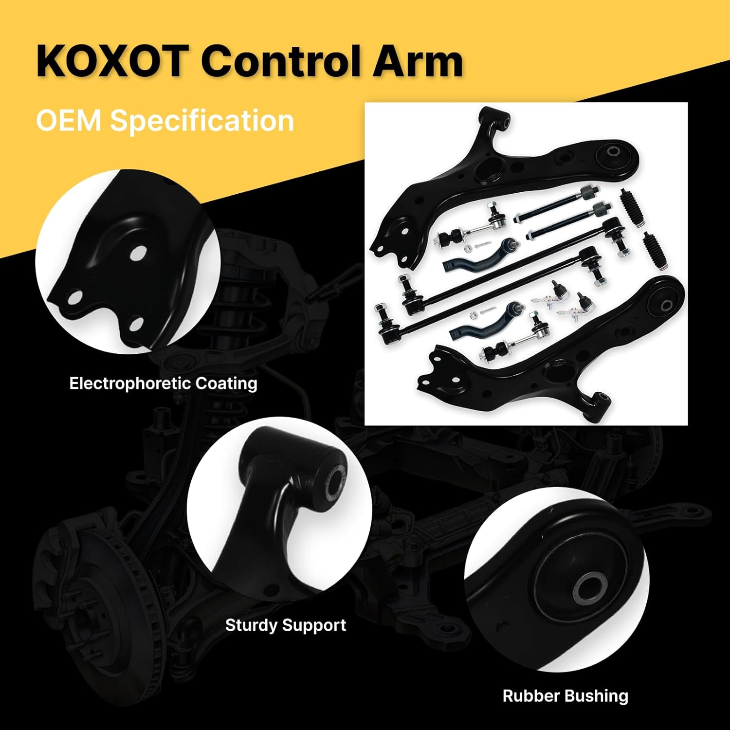 14Pcs Front Upper Lower Control Arm Stabilizer Sway Bar End Link Inner Outer Tie Rod End Link for Toyota 2006 2007 2008 2009 2010 2011 2012 2013 2014-18 RAV4, K620587 K620586 K750043 K750257