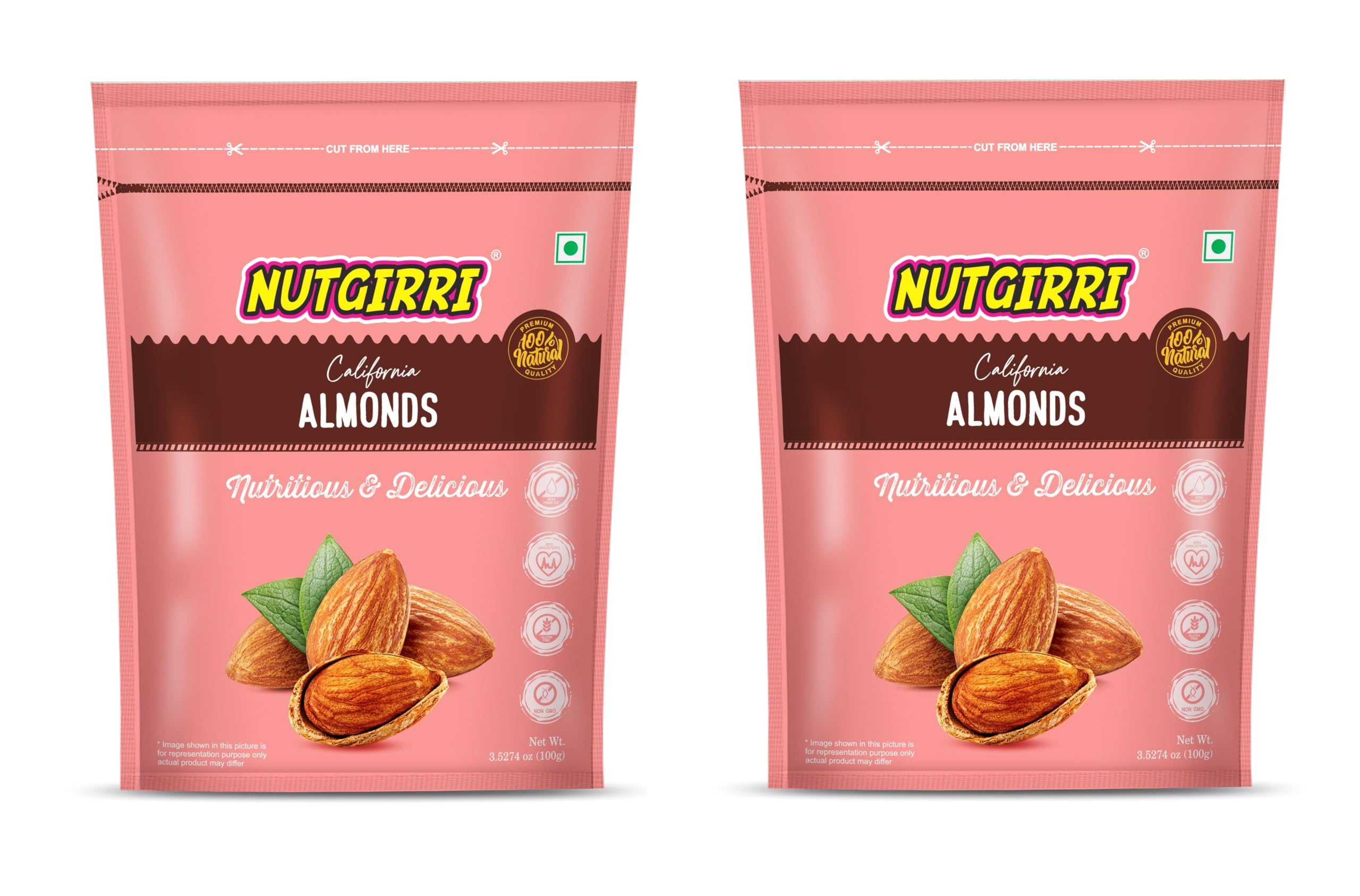 Nutgirri Natural Premium California Dried Almonds 200 G Pack Pouch | Premium Badam Giri | High in Fiber & Boost Immunity | Real Nuts | Gluten Free High Protein Vitamins|healthy Nuts (100g X 2)| (200gms ) (B0DF5LKTZL) Amazon Price History, Amazon Price Tracker
