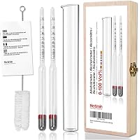 Notimin 2 db szeszmérő alkoholmérő 0-100 Vol% vinométer üveg mérőhengerrel, ecsettel és tisztítókendővel párlatokhoz, whiskyhez, vodkához, b 1