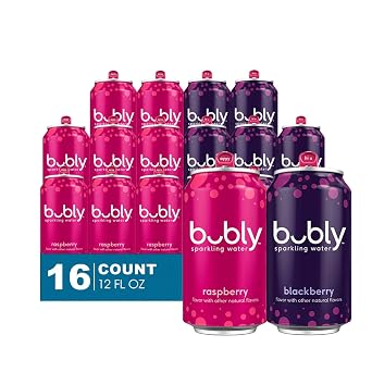 Bubly - Lavinia Essentials Bundle: 16-Pack of Raspberry + Blackberry Flavored Sparkling Water 12 fl oz On-the-Go Aluminum Can + 1 Utility Prop.