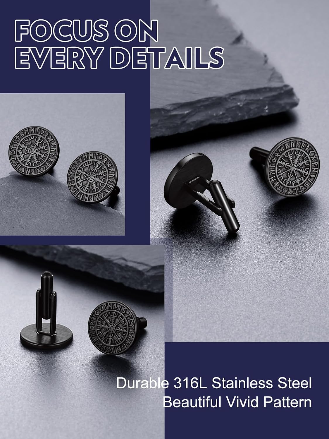 Bandmax Mens Cufflinks Stainless Steel Viking/Skull/Masonic Cuff Links for Men Best Gift for Father Husband Son