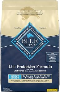 Blue Buffalo Life Protection Formula Chicken & Brown Rice Senior Dry Dog Food, Supports Immunity with Antioxidant-Rich LifeSource Bits, Promotes Healthy Muscle Development, Skin & Coat, 11.7kg/26lbs