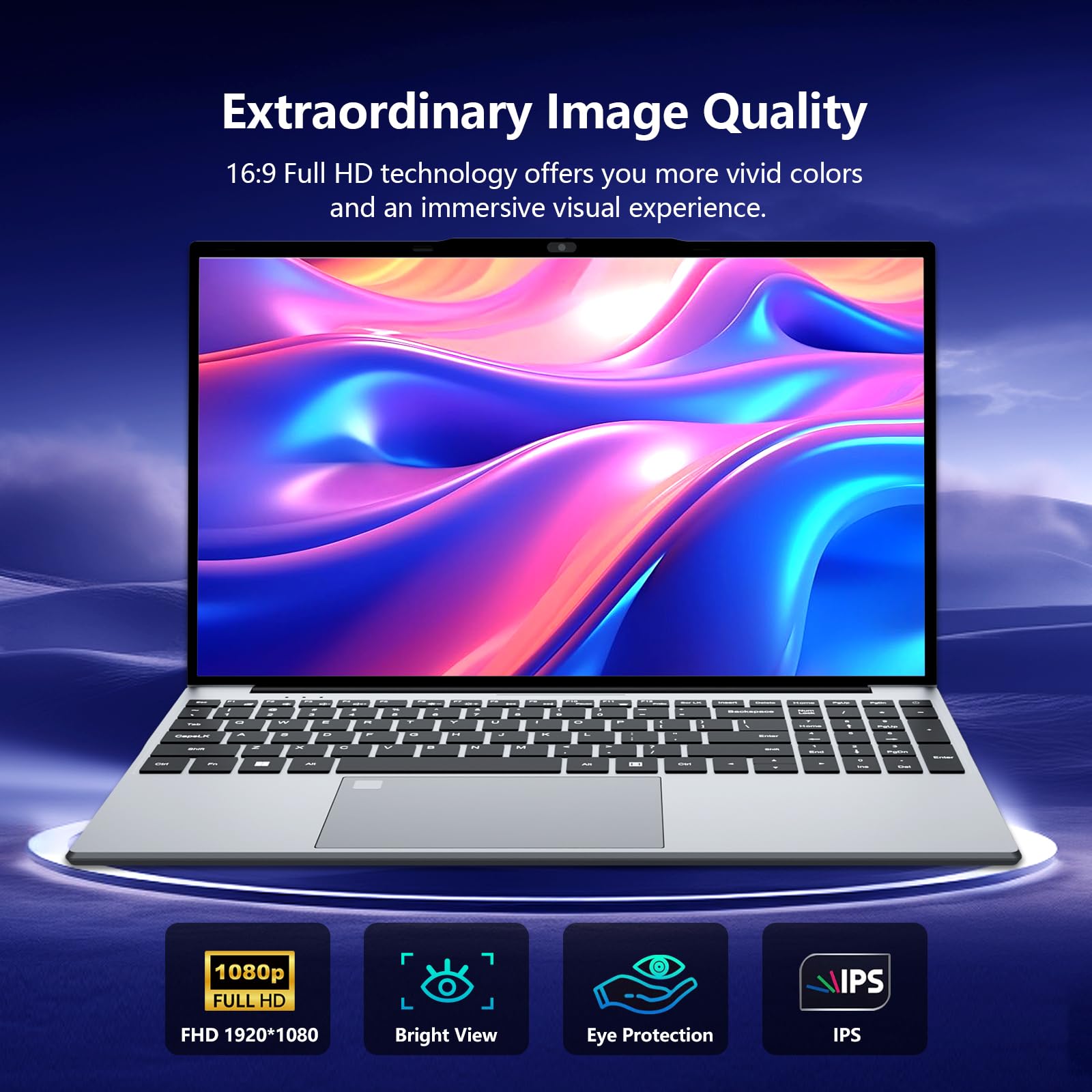 15,6 Pollici PC Portatile FHD IPS con Celeron N95 Processor, 16GB RAM 512GB SSD, Notebook Win 11 con Sblocco Impronta Digitale Tastiera Retroilluminata, Laptop Wi-FI5, BT4.2, USB3.0, HDMI, 5000mAh
