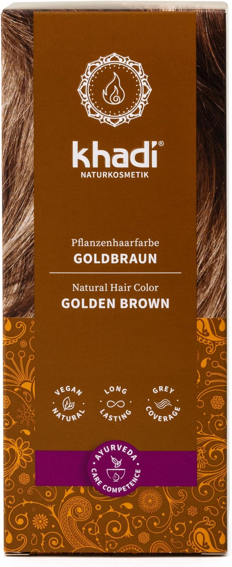 GOLDEN BROWN Natural Hair Color - Hair color for shimmering amber to velvety shiny golden brown - 100% herbal & natural - 100g