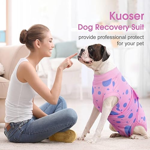 Miniatura 38 de Kuoser Traje de recuperación para perros después de la cirugía, traje de cirugía para perros hembra, esterilización masculina, mameluco para perros