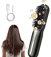 Professional Wireless Straightening Brush，Get Salon-Smooth Hair with 130M Plasma Ions & 3 Heat Settings Features 113% Larger Plates, 30Min Auto-Off, Perfect for Thick/Curly Hair & Travel.