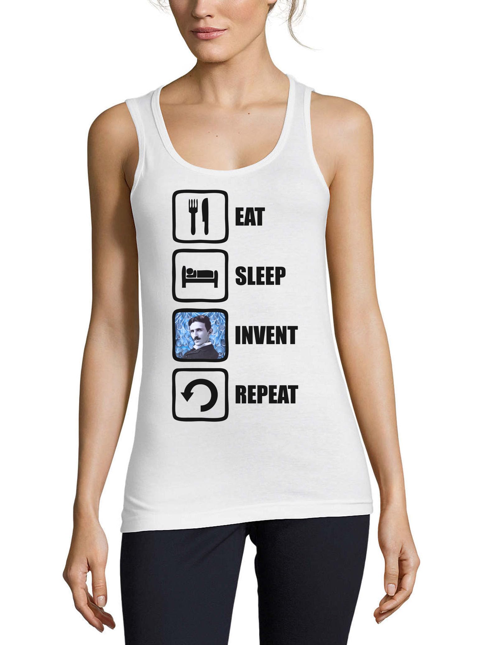 Camiseta sin mangas de algodón blanco Nicola de mujer 3