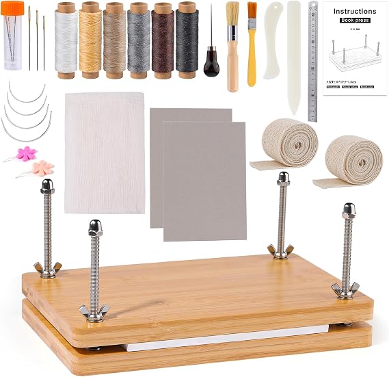JUPEAN Book Binding Kits, Book Press, Bone Folder Tool, Plastic Bone Folder