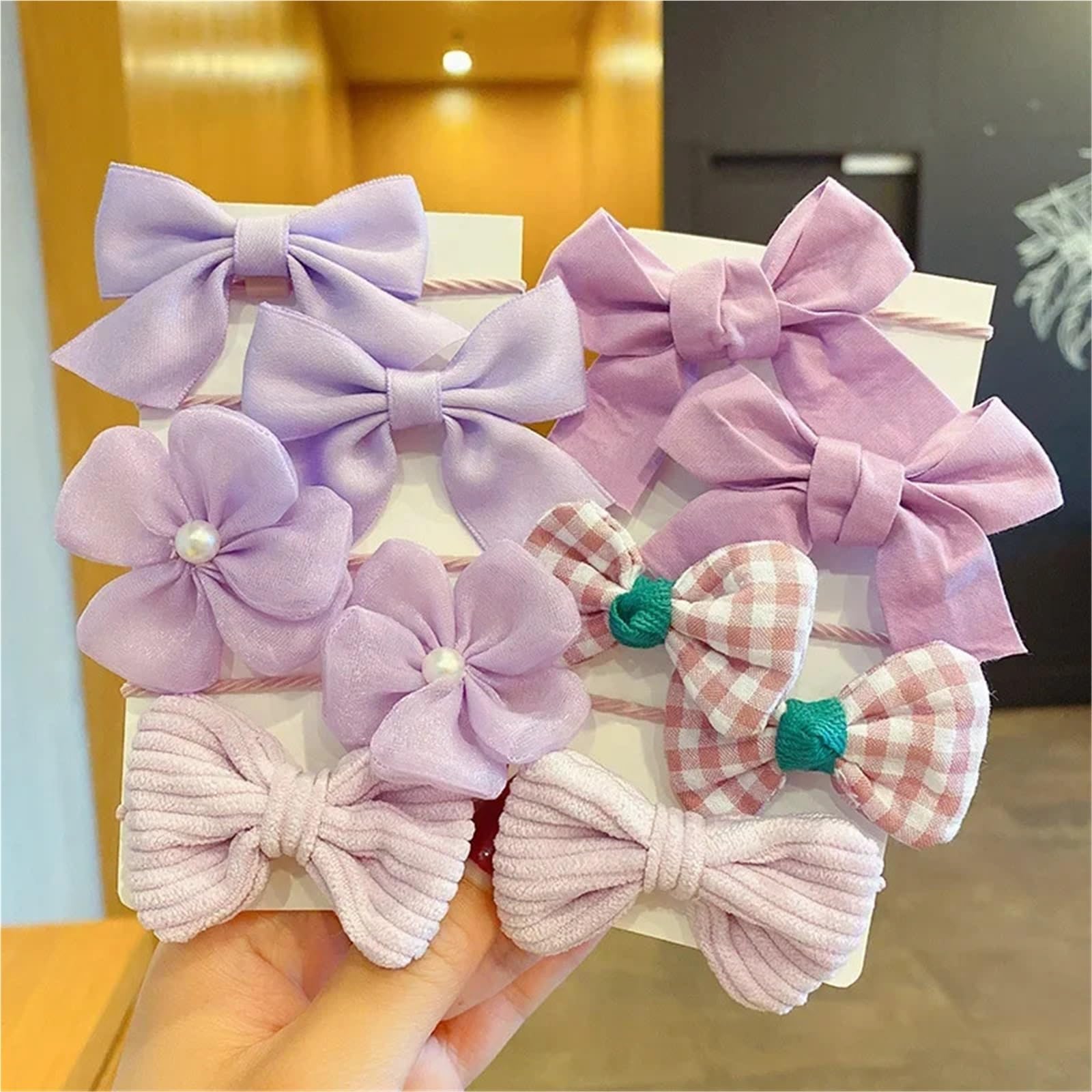 Juego de 20 cintas elásticas para el pelo con lazo grande y flores (A-17)