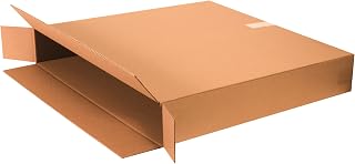 BOXUSA 5-Pack Flat Panel TV Moving Boxes 28x6x20 Heavy Duty Corrugated Kraft Side Load Shipping Boxes - Made in USA