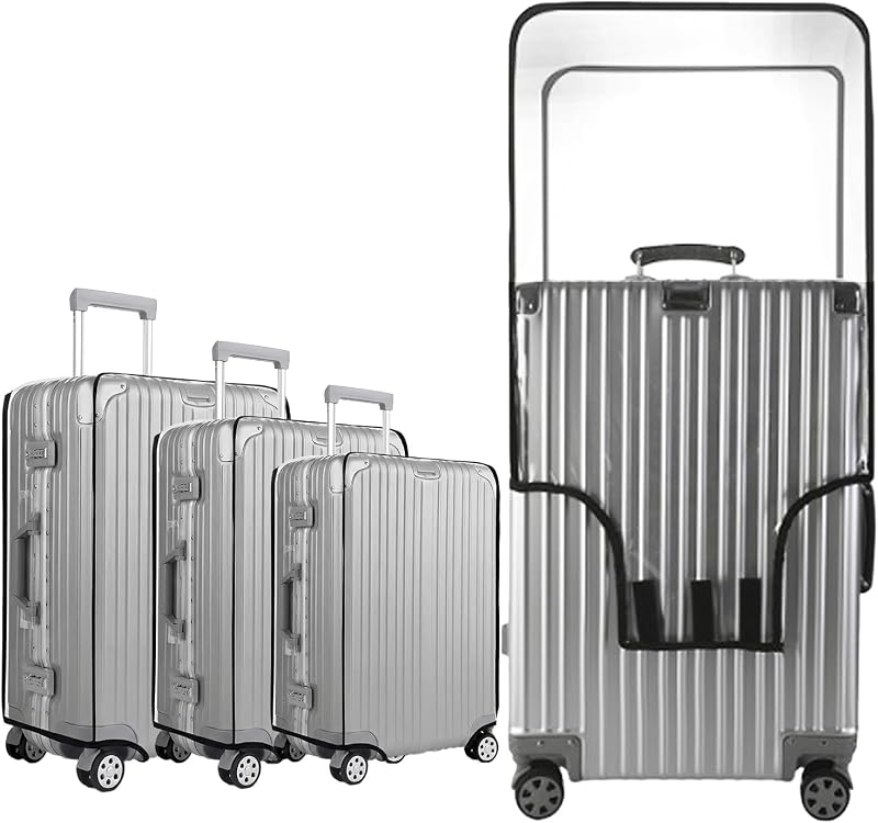 3 Pack Clear Luggage Cover Protectors, TSA Approved Heavy Duty Waterproof PVC Suitcase Covers, Scratch Resistant Travel Protector Fits 20 24 28 Inch Wheeled Hard-Sided Luggage