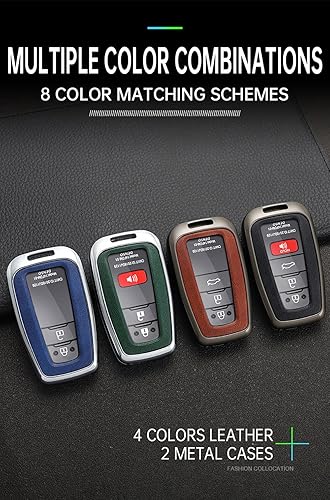 Miniatura 6 de ontto Funda para llave de coche con llavero compatible con Toyota Camry CH-R CHR Prius, Negro Shell-azul