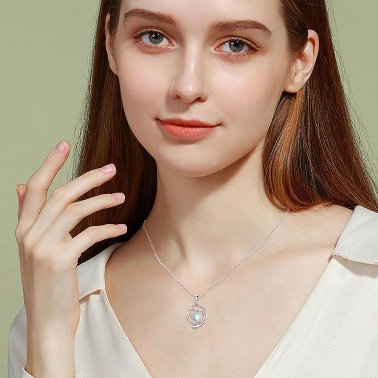 YAFEINI Ring Holder Necklace S925 Sterling Silver Moonstone Ring Holder Pendant Necklace Moonstone Jewelry Gifts for Women - Image 2