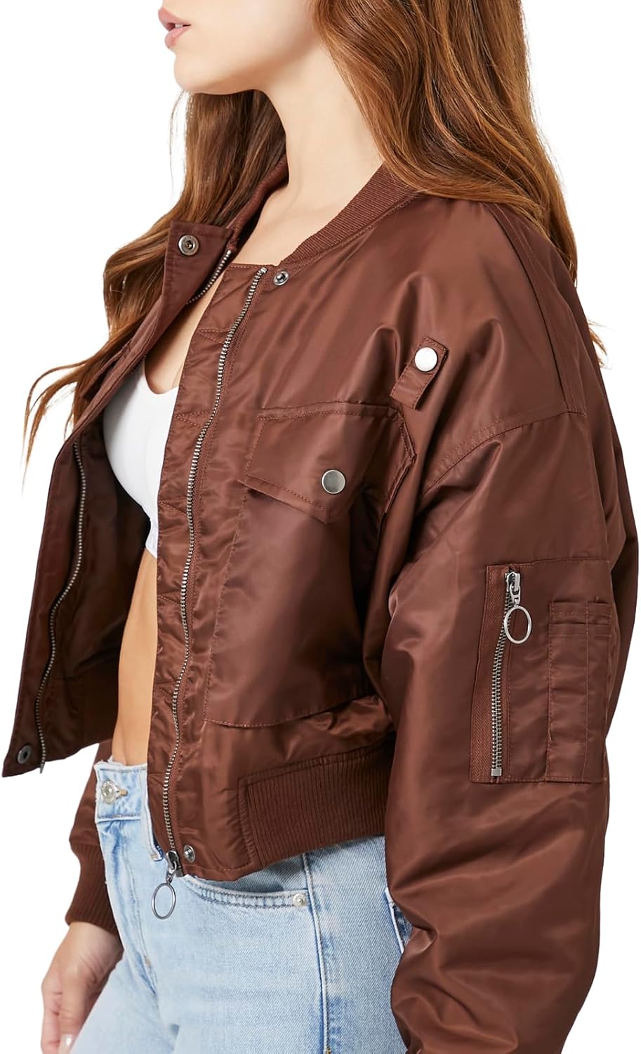 Forever 21 womens Cropped Bomber Jacket - Image 2