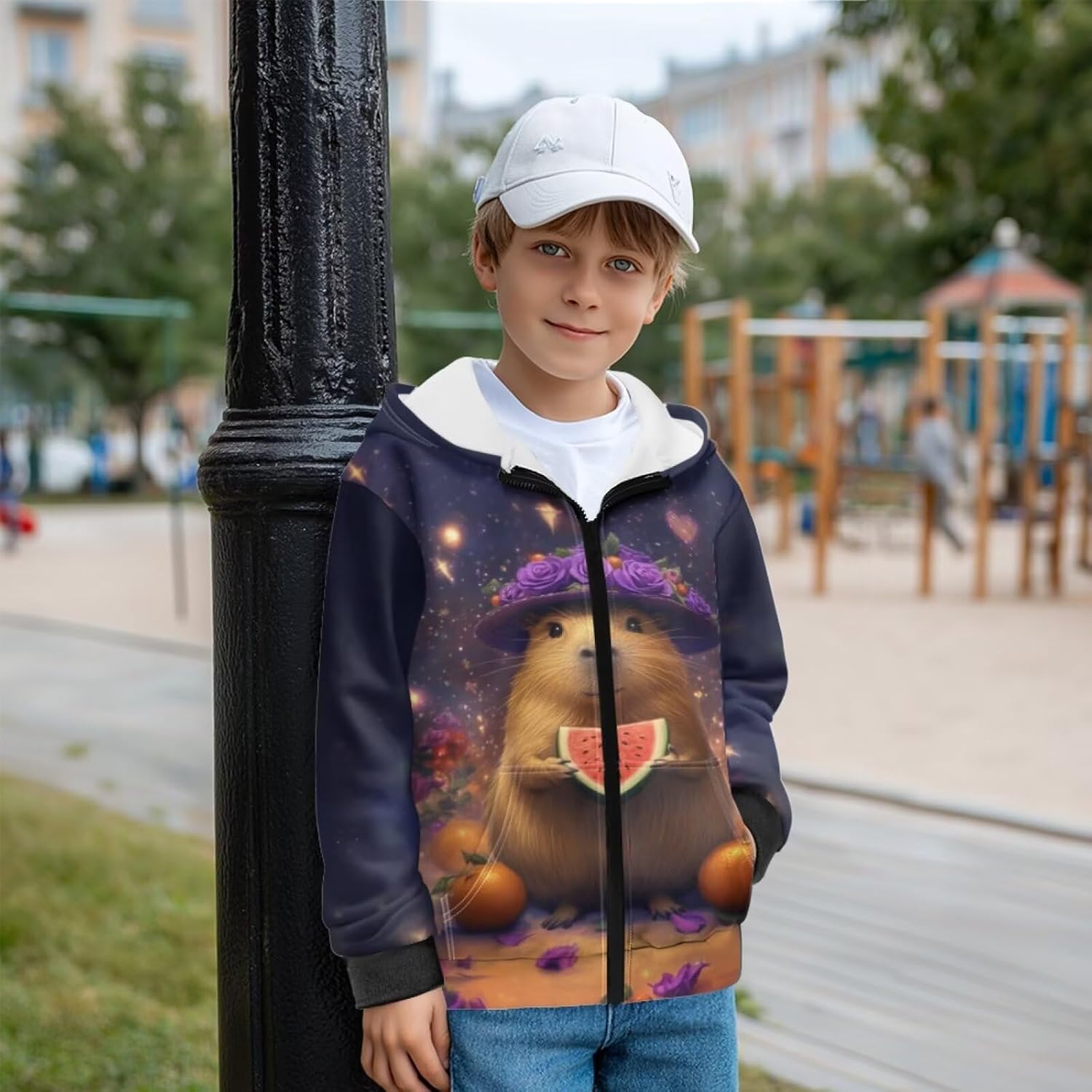 Girls Zip Up Hoodies Hooded Neck Cardigan Sweatshirt with Pockets Kids Cute Cartoon Clothes Long Sleeve Jacket